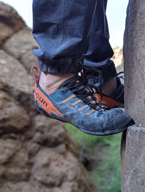Hiking climbing shoes.  With a combination of sticky grip, supportive cons...