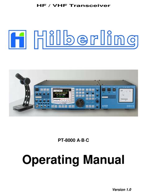 Hilberling PT-8000A Operating Manual Manualzz