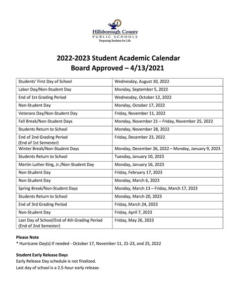 Hillsborough County School Calendar 22 23