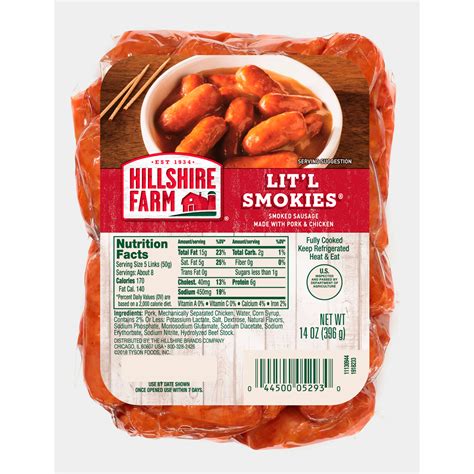 Hillshire farm. From soups to stews, it’s an instant family favorite. One 14 oz package of Hillshire Farm Smoked Sausage. Hillshire Farm Sausage is perfectly seasoned and smoked to perfection. Made with quality cuts of meat. Fully cooked sausage is great for meals the whole family can enjoy. Simply heat and eat this smoked sausage for a quick and tasty ... 