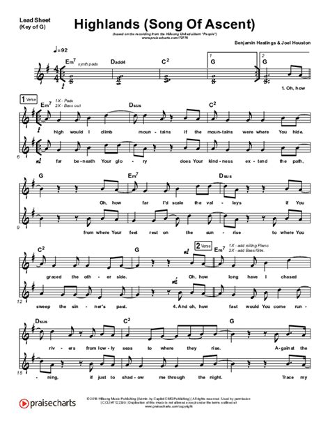 Hillsong United "Highlands (Song of Ascent)" Sheet Music …