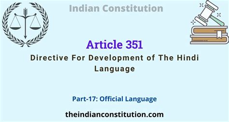 Hindi in indian constitution.  Directive for development of the Hindi lang...