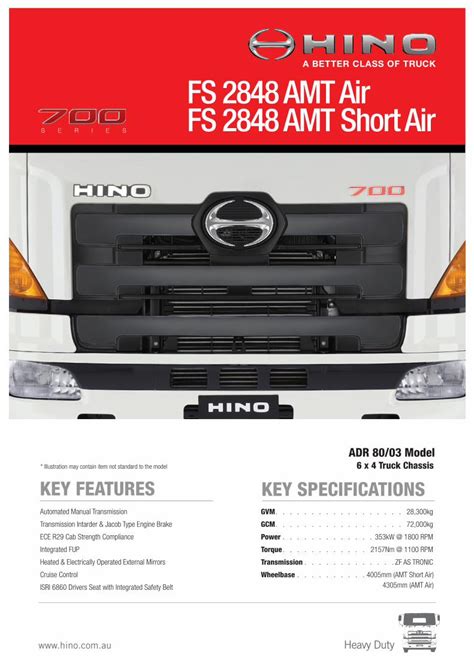 Hino 700 Series FS 2848 AMT Air Short Air Spec …