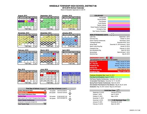 Hinsdale Central Calendar