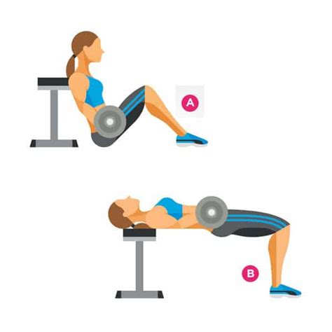 Hip thrust with barbell. Presuming you don’t have access to a hip thrust machine, you’ll need to first gather a barbell (a five-footer will be easier to balance than a standard seven-foot bar), a sturdy flat bench, a bar pad to … 
