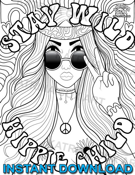 Hippie Coloring Pages Printable