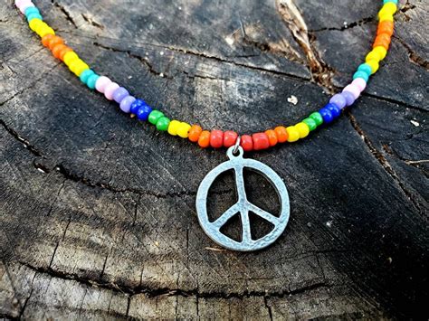 Hippy Peace Sign Necklace - Etsy