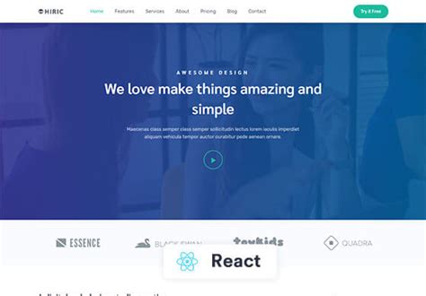 Hiric React Landing Page Template Fastcode.Space