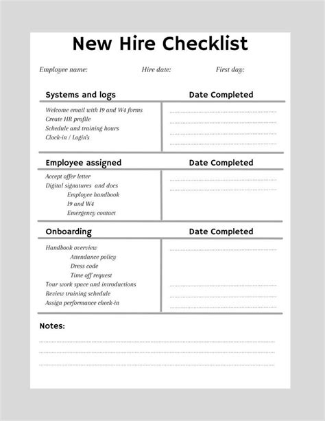 Hiring Employees Checklist Template Example GeneEvaroJr