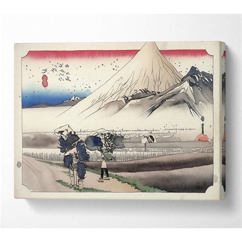 Hiroshige Travellers Passing Mount Fuji Art, Antiques