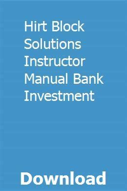 Hirt block solutions instructor manual bank investment. - First alert home security system manual.