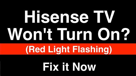 Hisense tv won't turn on red light flashes. If the strength cord and outlet are operating nicely but the TV remains no longer turning on, you could want to carry out a hard reset of the TV. Unplug the energy cord from the wall outlet and wait at least 2 mins. Plug the TV again in and press and preserve the power button on the TV for 10-15 seconds. 