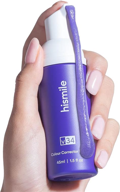 Hismike. Retailing for just $35, the Hismile V34 Colour Corrector is a non-invasive purple solution that works to: Brighten teeth pretty much instantly. Colour correct by neutralising yellow tones. Make teeth appear whiter in colour. This product is the culmination of extensive research into the colour-correction theory that results in brighter and ... 