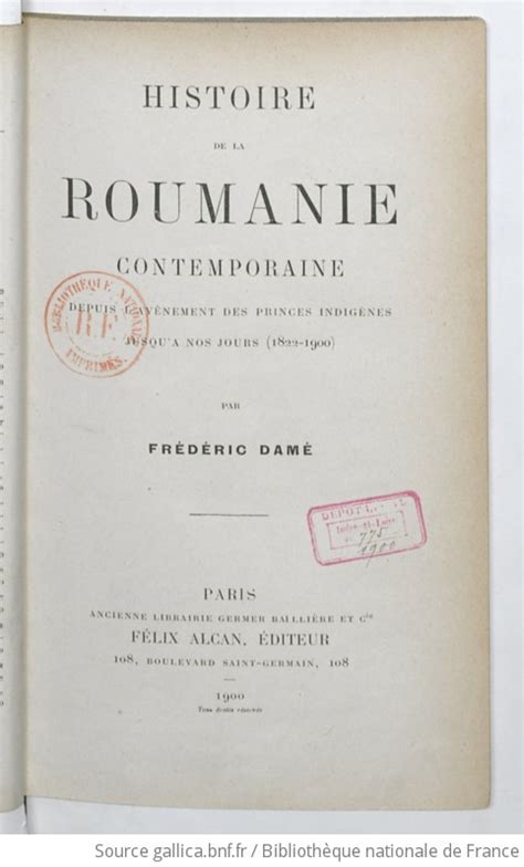 Histoire de la roumanie contemporaine depuis l'avènement des princes indigènes jusqu'à nos jours (1822 1900). - Über den wassern: halbmonatsschrift für kultur und geisteslebens.