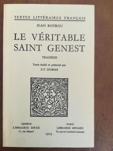 Histoire du véritable saint genest du rotrou. - 75 honda cb750 manuale del negozio.