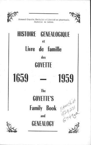 Histoire généalogique et livre de famille des goyette, 1659 1959. - Kaba ilco 22 1011 26d manual.