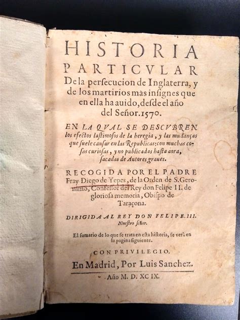Historia particular de la persecucion de inglaterra. - Handbuch der stiche handbook of stitches.