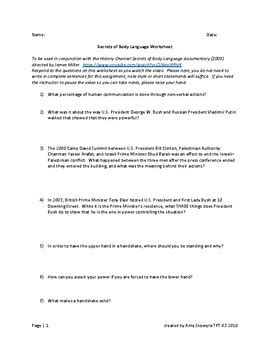 History Channel Secrets Of Body Language Worksheet Answers Language