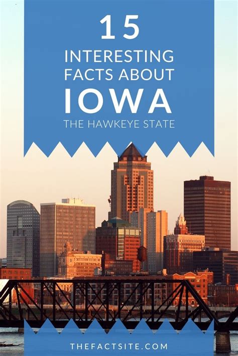 Mar 2, 2023 · Here is our list of 20 interesting facts about Iowa – enjoy! 1. Iowa’s population is approximately 3.15 million, which is higher than Jamaica, Slovenia, and Qatar to name just a few nations. However, when you compare it with the other 49 states, Iowa’s population only ranks 31st. 2. .