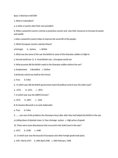 History exam questions for primary 2 third term.  It contains 30 multipl...