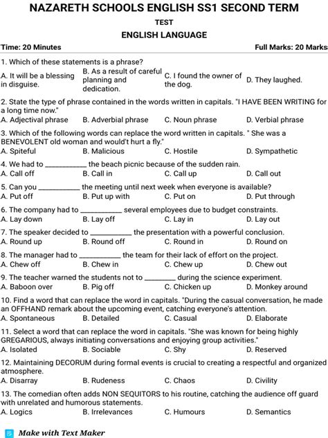 History exam questions for ss1 second term. pdf), Text File (. SS1 second T...