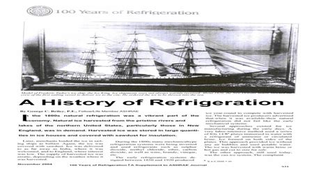 History of Refrigeration - ASHRAE Alamo