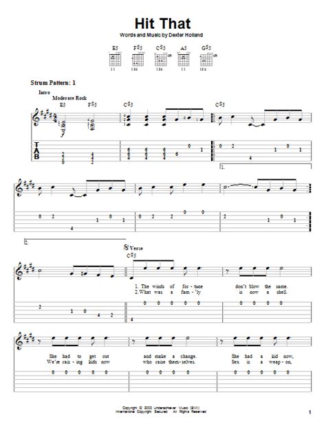 Hit That Tab by The Offspring Songsterr Tabs with Rhythm