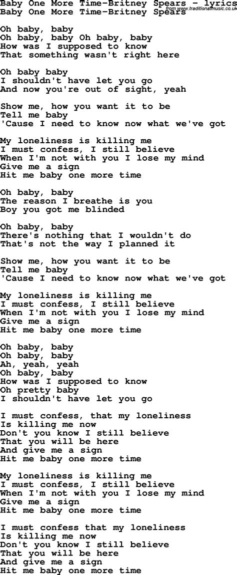 Hit me baby one more time lyrics. Things To Know About Hit me baby one more time lyrics. 