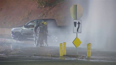 Hit-and-run driver strikes fire hydrant, floods street in Porter Ranch 