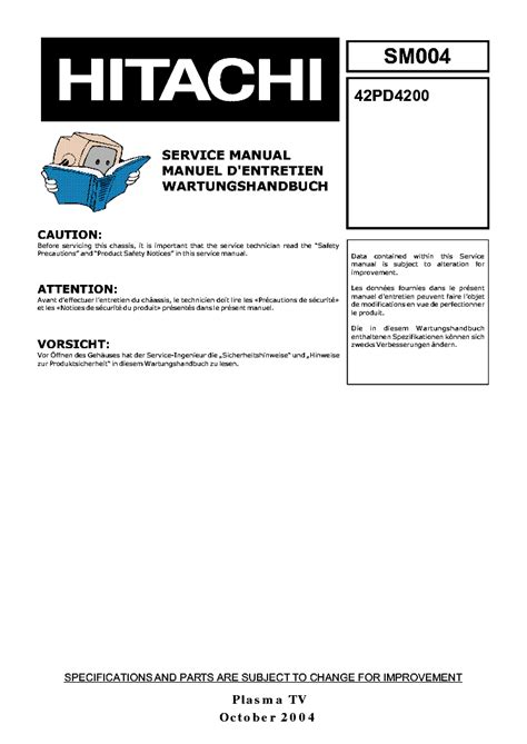 Hitachi 42pd4200 plasma television repair manual. - Manual projetor sony vpl es4 download.