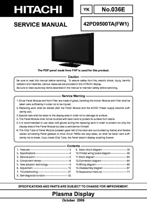 Hitachi 42pd9500ta plasma tv repair manual. - 2006 holden rodeo owners manual torrent.