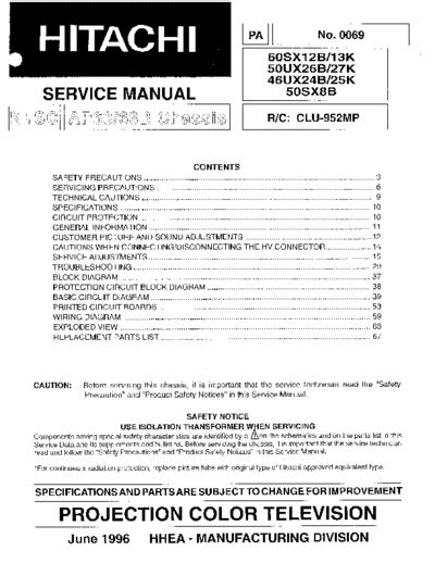 Hitachi 60fx20b projection color television repair manual. - 2003 saturn vue repair manual download.