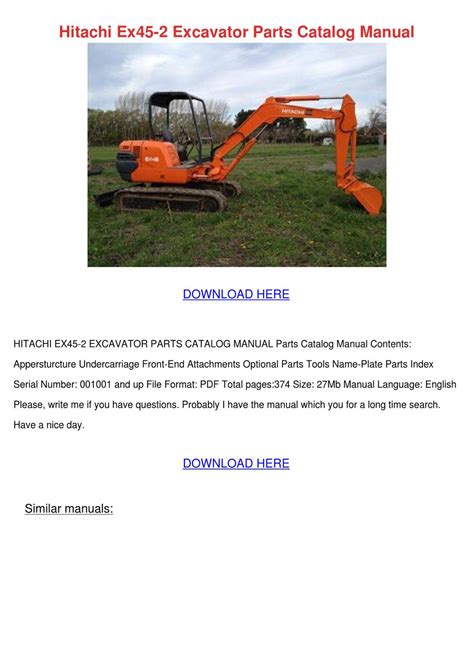 Hitachi ex45 2 excavator parts catalog manual. - Manual de reparación del motor john deere saber.