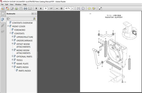 Hitachi ex55ur excavator parts catalog manual. - Pollice per manuale della custodia 580.