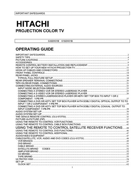 Hitachi projection tv 53sdx01b 61sdx01b service manual. - Precursores de la fotografía en río cuarto.
