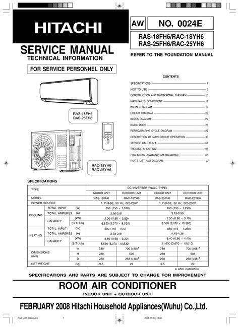 Hitachi room air conditioner user manual. - Citroen saxo manuale di servizio e riparazione.
