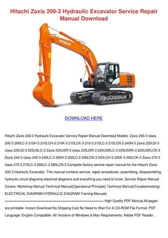 Hitachi zaxis 200 3 hydraulic excavator service repair manual. - Aprilia rs125 rs 125 2006 reparaturanleitung werkstattservice.
