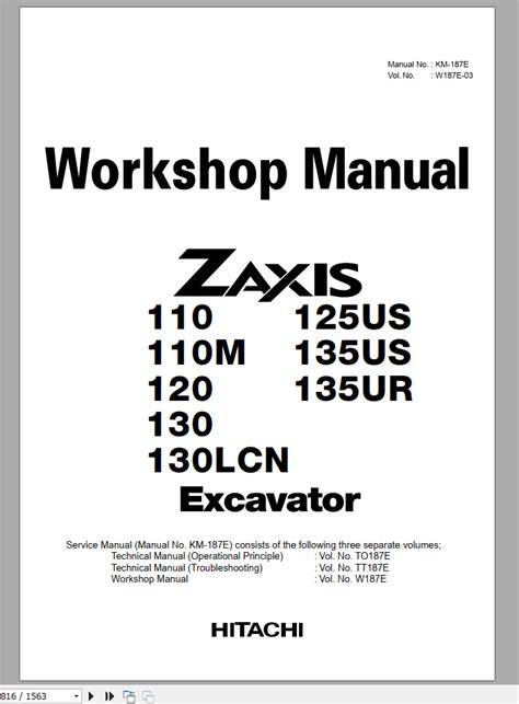 Hitachi zx110 120 130 125us 135us 135ur workshop manual. - Manuale di riparazione haynes colt mitsubishi.
