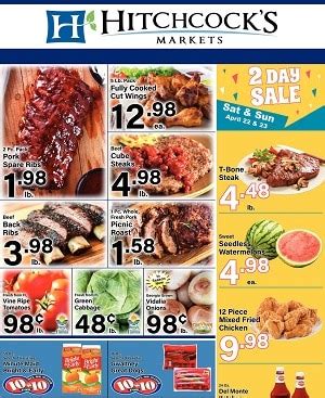Hitchcock's Markets Weekly Ad. Prices effective April 7th through 13th.
