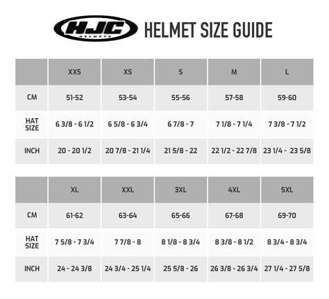 Hjc Size Chart A Visual Reference of Charts Chart Master