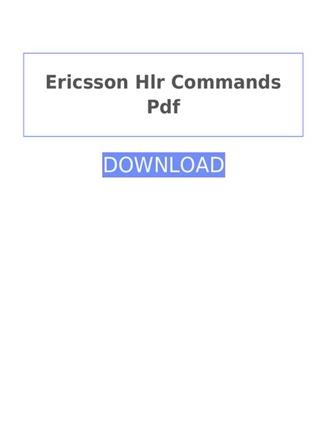 Hlr Commands Ericsson