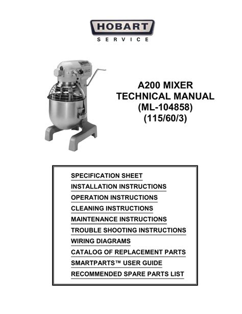 Hobart a200 f mixer parts manual. - United farm tool grain cart user manual.