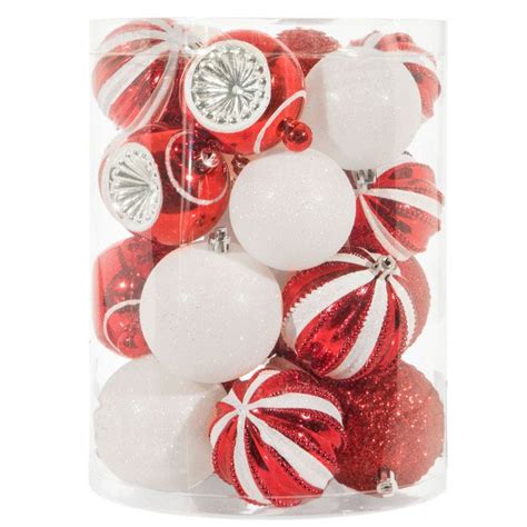 Hobby lobby red ornaments. Round out your Christmas decorations with these Red, Green &amp; White Striped Ball Ornaments. These large plastic, shatterproof ball ornaments feature a white, red, or green base with different-sized glittery stripes all over them. Use the attached silver loop to add a matching string or ribbon, and then pair these ornaments with tinsel, lights, and other Christmas tree decorations for a ... 