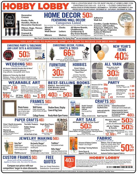 Hobby lobby. weekly ad. Hobby Lobby Weekly Ad. Browse through the current Hobby Lobby Weekly Ad and look ahead with the sneak peek of the Hobby Lobby ad for next week! Use the … 