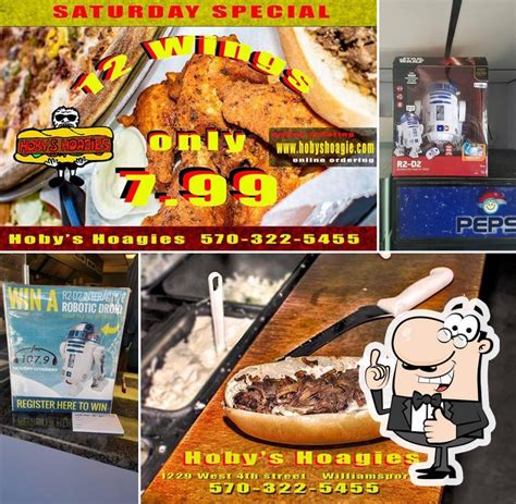  Hoby's Hoagies & Pizza Pizza · $$ 3.5 24 reviews on. Website. Order ; Menu ; Website: hobyshoagies.com. Phone: (570) 322-5455. Cross Streets: Between Grier St and ... . 