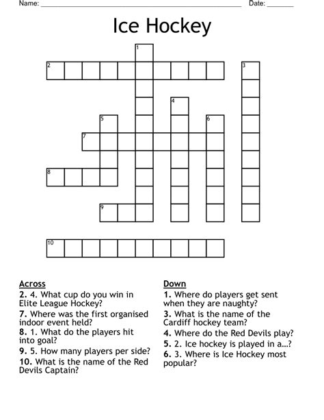 Floor Hockey Crossword. It is used to start the game and restart the game after a goal is scored. When a player shoots or passes with the bottom hand pulling the stick forward. When a player shoots or passes with the bottom hand pushing the stick backwards. The act of pushing or passing the puck up and down the court.. 