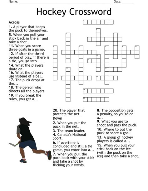 Hockey feint nyt crossword clue. Here is the answer for the crossword clue Ice-hockey disc featured in Sun Two Speed puzzle on February 10, 2018 . ... Ice-hockey disc Crossword Clue Answers. Find the latest crossword clues from New York Times Crosswords, LA Times Crosswords and many more ... DEKE Hockey feint (4) LA Times Daily : Apr 14, 2024 : 3% GONG ... 