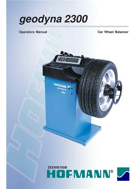 Hofmann wheel balancer geodyna 2300 manual. - Lg steam washer and dryer manuals.
