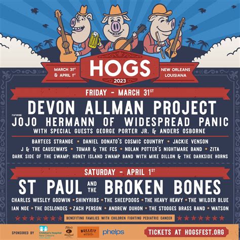 Hogs for a cause. Jun 7, 2021 · Hogs For The Cause returned to the New Orleans area on Friday and Saturday, June 4th and 5th, 2021, for a weekend filled with barbecue, beer, and music that helped raise millions of dollars for ... 