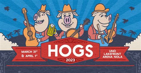 Hogs for the cause. Band of Horses and Shane Smith & the Saints will headline the 2024 Hogs for the Cause barbecue and music festival and fundraiser, which is April 5-6 on the grounds of UNO Lakefront Arena. The lineup also includes Los Angeles' The Record Company, Daniel Donato's Cosmic Country, Tanner Usrey, Drayton Farley and more. 